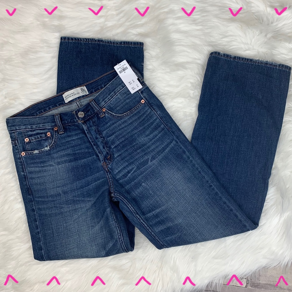 NWT Abercrombie & Fitch Boyfriend Wide Leg Jeans 0
